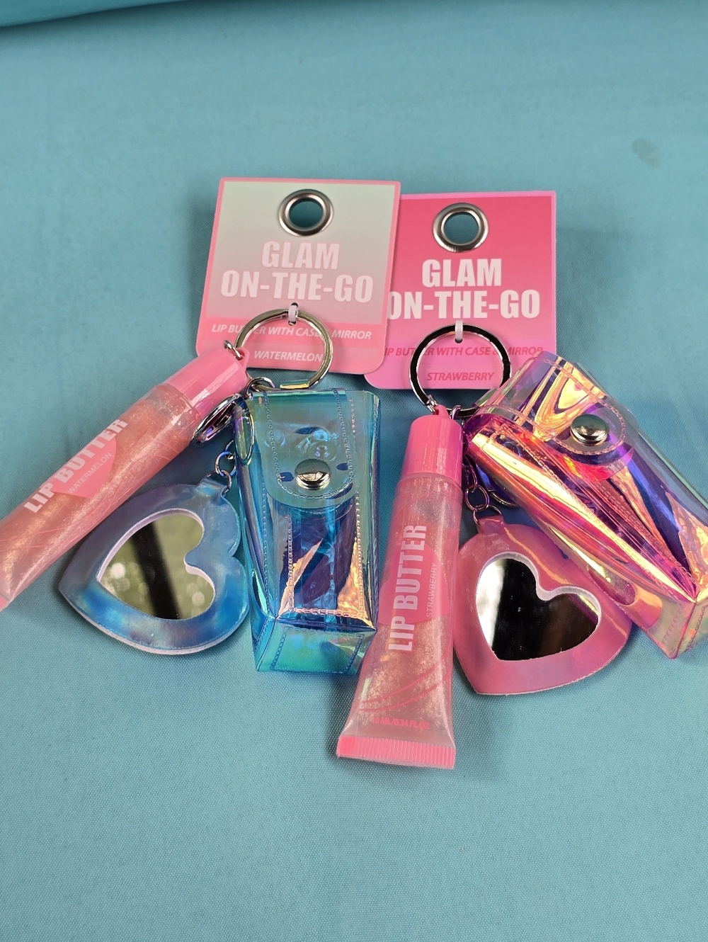 Watermelon Lip Butter Keychain Set - Pink & Holographic - Picture 2 of 4